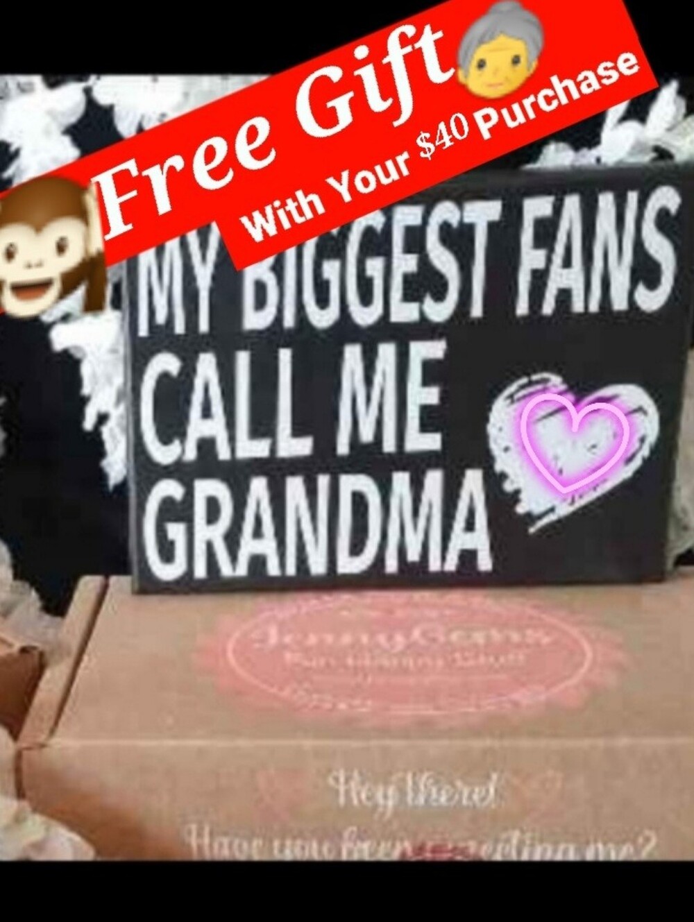 NIB FREE WITH PURCHASE $40+ Gift Wood Sign for Grandma Made in the North America